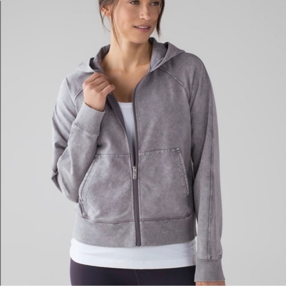 lululemon athletica Tops - Lululemon Women's Loop Back Hoodie Acid Rubber Dye Magnum Sz 10 Full Zip Jacket